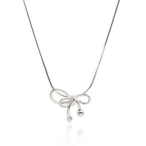 Silky Ribbon Silver Necklace In506 [Silver]