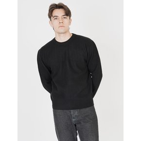 Soft Hazzy Wool Round Knit (Black)