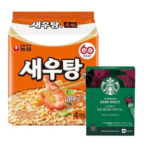 스타벅스 다크로스트 아메리카노1.1g 10개입X5박스 + 농심 새우탕면16봉