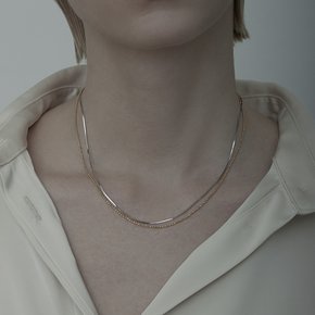 [Line Art] Two-Tone Layered Necklace