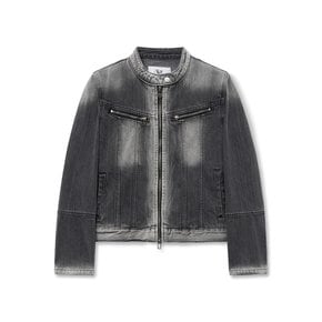 zip denim jacket (black)