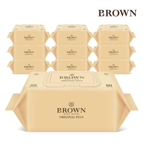 [브라운물티슈]오리지널 플러스 20매 휴대 캡 12팩 아기물티슈