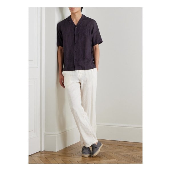 프레스코볼 카리오카 안젤로 캠프 칼라 리넨 셔츠 블랙 46376663162873355