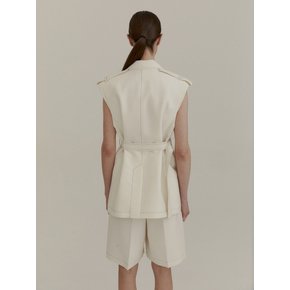 COLOR STITCH WOOL VEST JACKET (IVORY)