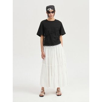 럭키슈에뜨 [Re-Order] Shirring Back Banding Long Skirt (dark ivory) LFKAX25560IVD