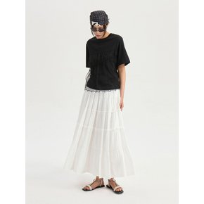 [Re-Order] Shirring Back Banding Long Skirt (dark ivory) LFKAX25560IVD