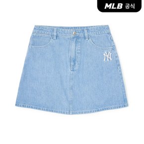 [코리아공식]여성 베이직 미디움로고 데님 스커트 NY (L.Blue)