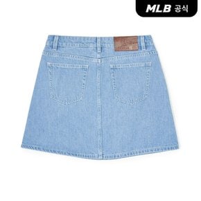 [코리아공식]여성 베이직 미디움로고 데님 스커트 NY (L.Blue)