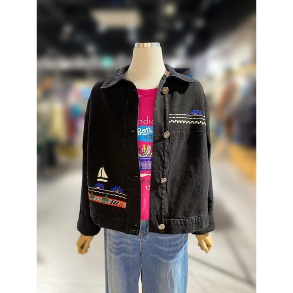 [여주점] 돛단배 니트블럭 데님 점퍼 (BAJPA1611)