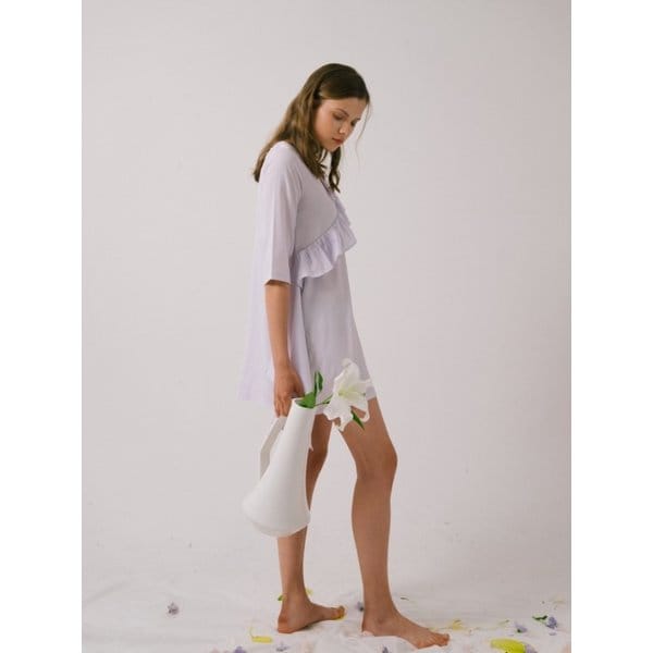 back ruffled lavender dress