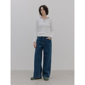 Loose Fit Semi Wide Blue Jeans