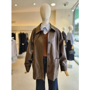 [여주점] [JJ 지고트] 여성 칼라넥 신세틱 레더 하프 재킷 GRAA3LT301