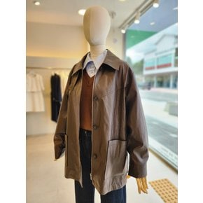 [여주점] [JJ 지고트] 여성 칼라넥 신세틱 레더 하프 재킷 GRAA3LT301