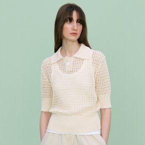 Mesh Short Sleeved Knit_IVORY