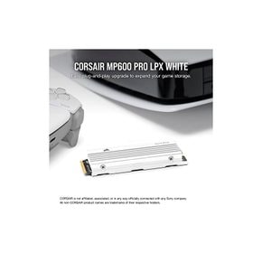 CORSAIR MP600 PRO LPX White PCIe Gen4 x4 NVMe M.2 SSD 2TB for PS5 CSSD-F2000GBMP600PLPW