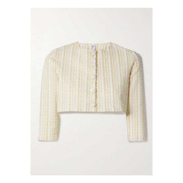 크롭 스트라이프 시어서커 가디건 크림 46376663162860774