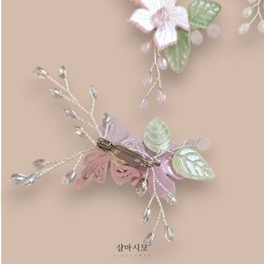 한복 소품 복숭아꽃 브로치