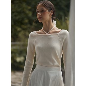 Wide square chocker neck knit - butter