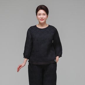 더하랑 솔길드리 여름 인견 블라우스 네이비