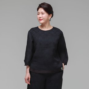 더하랑 솔길드리 여름 인견 블라우스 네이비