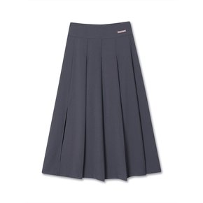 SIDE SLIT PLEATS SKIRT CHARCOAL