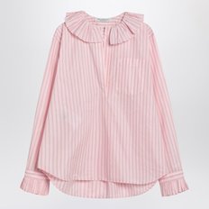 [해외배송] 필로소피 핑크 스트라이프 러플 칼라 블라우스 02030735 1224