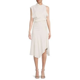 이스퀘어 3405127 Reiss Mika Asymmetric Midi Blouson Dress - IVORY