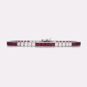 Bicolor Dark Ruby Tennis Bracelet SSKA105BWR170