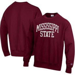 4885321 Champion Mens Maroon Mississippi State Bulldogs Arch Reverse Weave Pullover Sweats