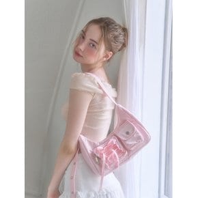 Nylon ribbon hobo bag_pink