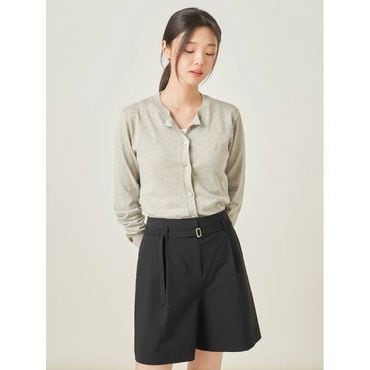 빈폴레이디스 25FW [Essential] 코튼 혼방 라운드넥 카디건 - 라이트 그레이 BF585AE032