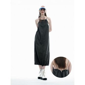 썸플레이스 Nylon Stopper Balloon Sleeveless Long Dress [Charcoal]