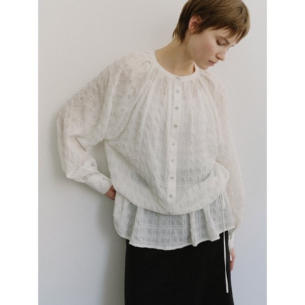 TIS CHECK CRINKLE SHEER BLOUSE_2COLORS