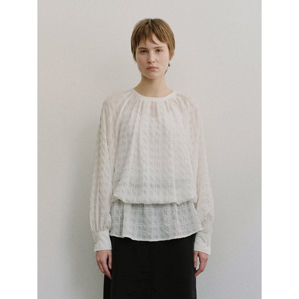 TIS CHECK CRINKLE SHEER BLOUSE_2COLORS