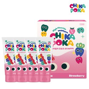 치카포카 주니어 충치케어 치약(딸기향) 100g x 4개입
