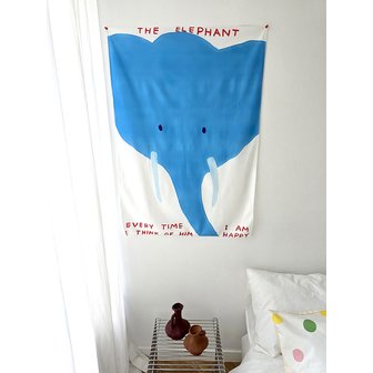 블랑쉬하우스 풍수에 좋은 푸른 코끼리 패브릭 포스터