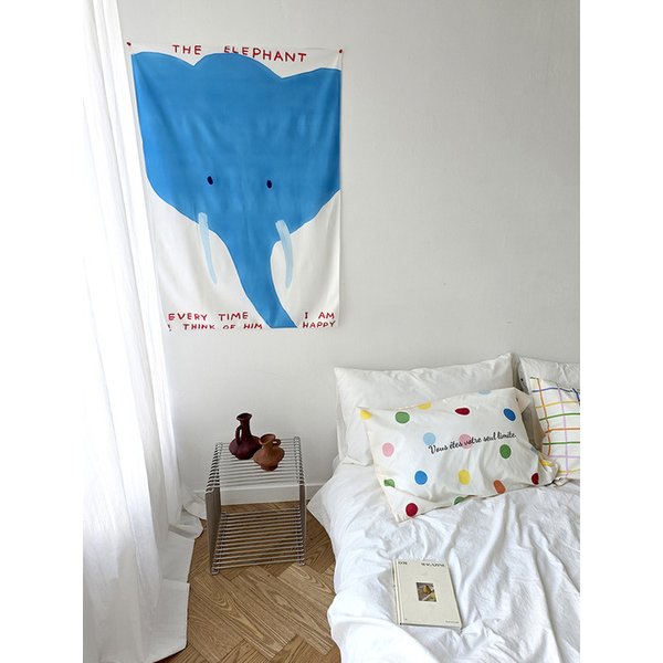 풍수에 좋은 푸른 코끼리 패브릭 포스터