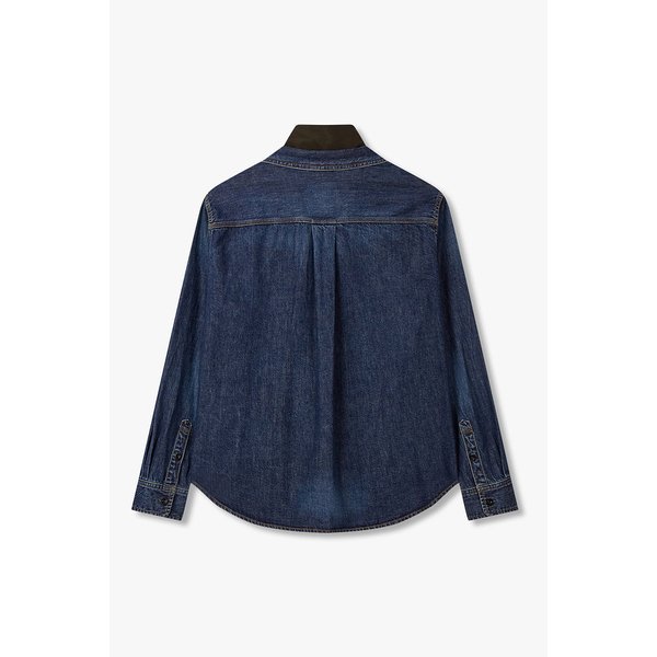 남성 배색 레이어드 패치 데님 셔츠 6425341103000