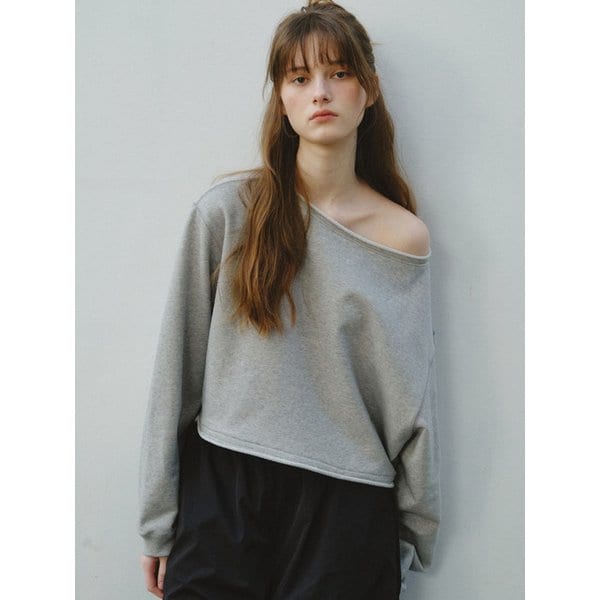 Raw Cut Cropped Sweatshirt_CTT3001(Melange Grey)