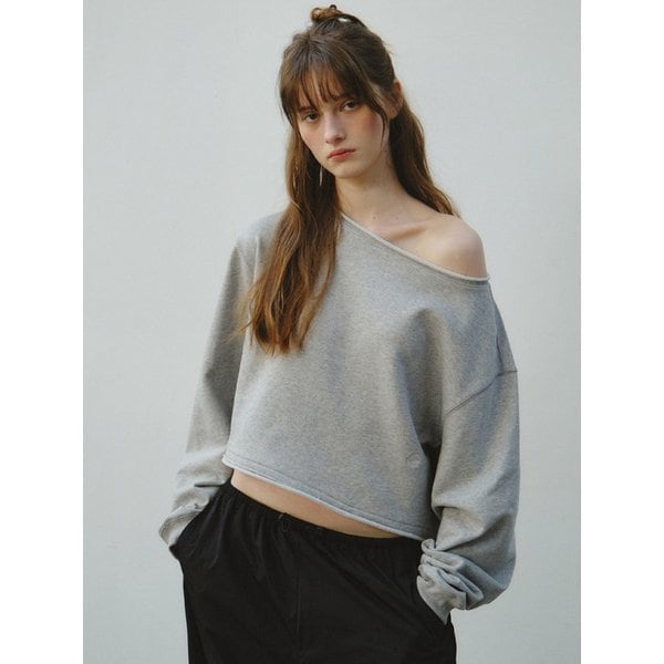 Raw Cut Cropped Sweatshirt_CTT3001(Melange Grey)