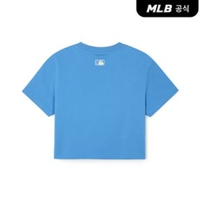 [코리아공식] 여성 바시티 크롭 슬림핏 반팔 티셔츠 LA (Blue)