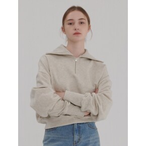 OVERSIZE HALF ZIP-UP SWEATSHIRT OATMEAL