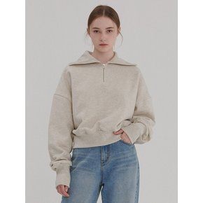 OVERSIZE HALF ZIP-UP SWEATSHIRT OATMEAL