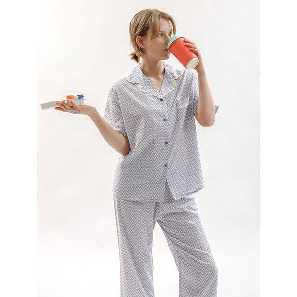 MJ_Dot check pajama two-piece set_2color