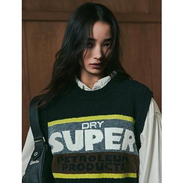 SUPERDRY W 그래픽 크롭 니트 베스트(SDFKVDO01BLK)