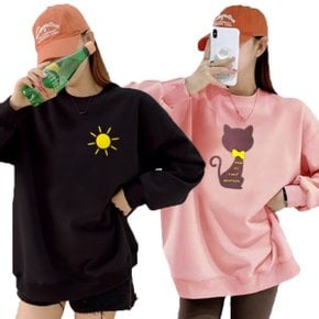 루즈핏 기모 롱맨투맨 롱티 기모 티셔츠 오버핏 빅사이즈 맨투맨 티셔츠/후드티/기모후드