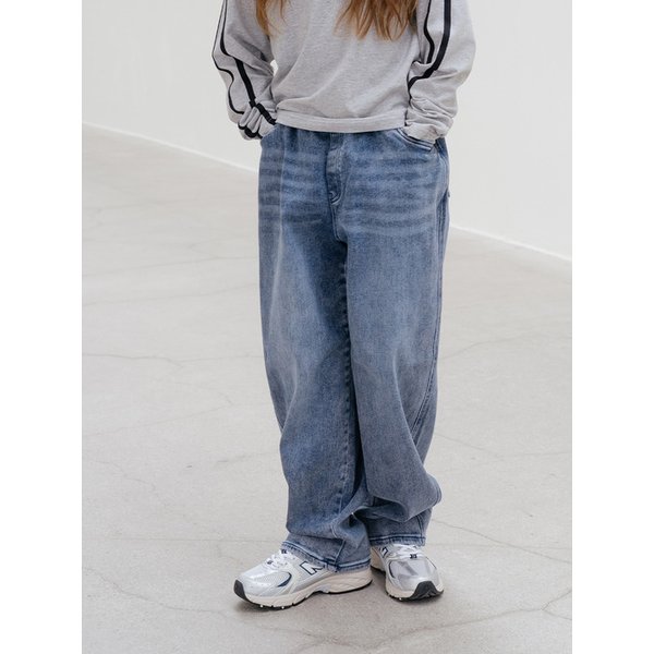 벌룬핏 절개 디테일 데님 팬츠(중청)