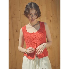 Lacy Crochet Sleeveless[3 COLOR]