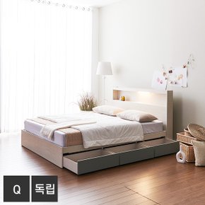 위니 A타입 LED 3서랍 퀸 침대+독립매트 FO2063