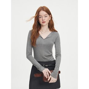 WD_Slim v-neck long sleeve top_3color